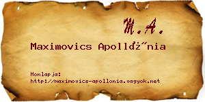 Maximovics Apollónia névjegykártya